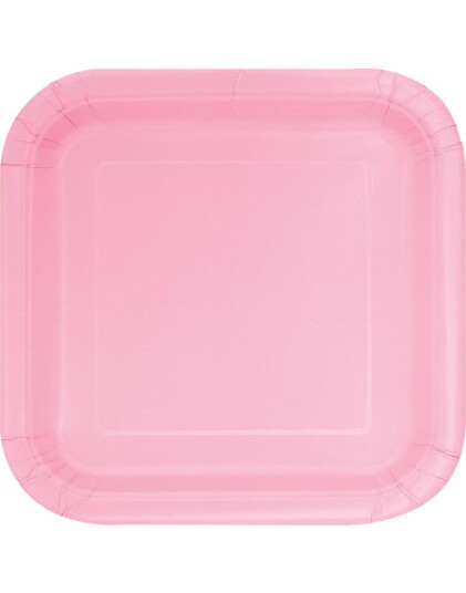 Unique 14 stk Firkantede Lys Rosa Papptallerkener 22 cm 30881