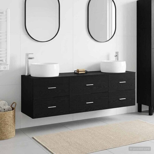 vidaXL Baderomsinnredningssett 3 stk. Svart 49,5 x 44,5 x 66 cm vidaXL Baderomsinnredningssett 3 stk. Svart 49,5 x 44,5 x 66 cm