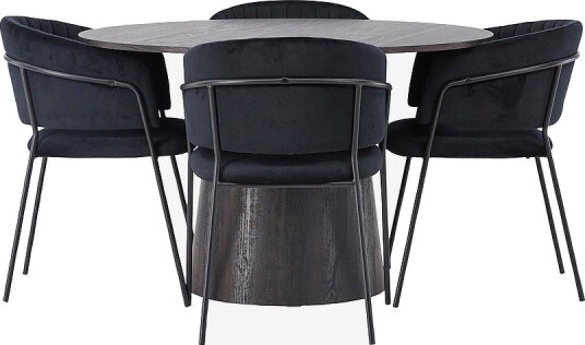 Venture Home Spisegruppe Lanzo med 4 stk stoler Selma Svart Venture Home Spisegruppe Lanzo med 4 stk stoler Selma Svart
