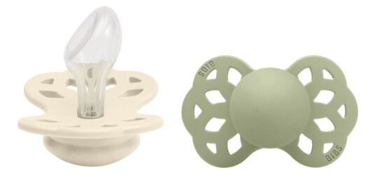 BIBS Pacifier Infinity Anatomical Silicone Ivory/Sage Size 2 2pcs