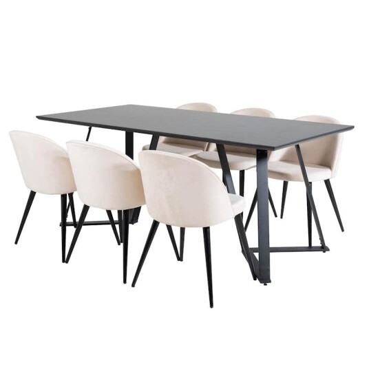 Venture Home Spisegruppe Venture Home Madde med 6 Valentina Stoler Fløyel GR20238