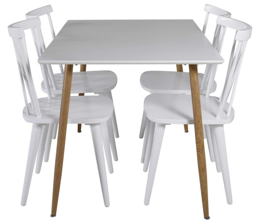Venture Design Polar & Mariette spisegruppe Hvit/hvit 4 st stoler & bord 120 x 75 cm
