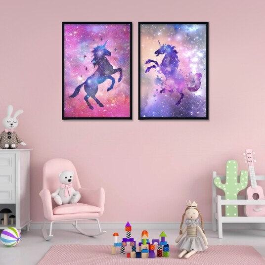 Plakat Enhjørning Rosa og blå / sett med 2