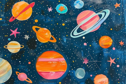 Namly Design Plakat Fargerik Planetarisk Scene POSTERTPRUFP