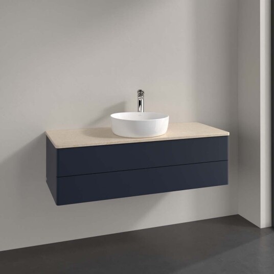Villeroy & Boch Antao Servantskap med 2 skuffer 120x50x36 cm m/lys Blå Matt/Crème Villeroy & Boch Antao Servantskap med 2 skuffer 120x50x36 cm m/lys Blå Matt/Crème