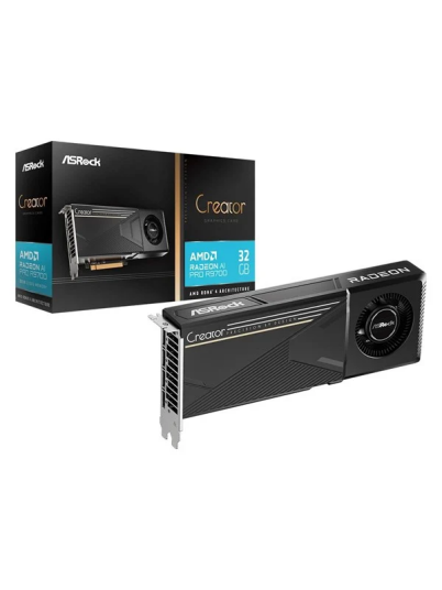 ASRock Radeon AI Pro R9700 Creator 32GB GDDR6 Grafikkort med 4x DisplayPort ASRock Radeon AI Pro R9700 Creator 32GB GDDR6 Grafikkort med 4x DisplayPort