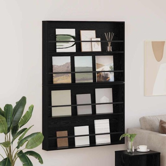 vidaXL Magasinreol 2 pcs Svart Eik 100 x 12 x 70 cm Konstruert tre