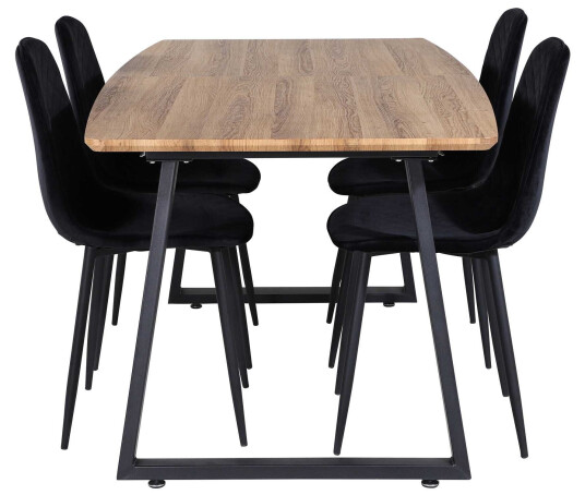 Venture Design Inca & Polar spisegruppe Natur/svart 4 st stoler & bord 160 x 85 cm