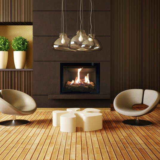 M-Design Interra 68 svart gasspeis med et glass - rett vegg