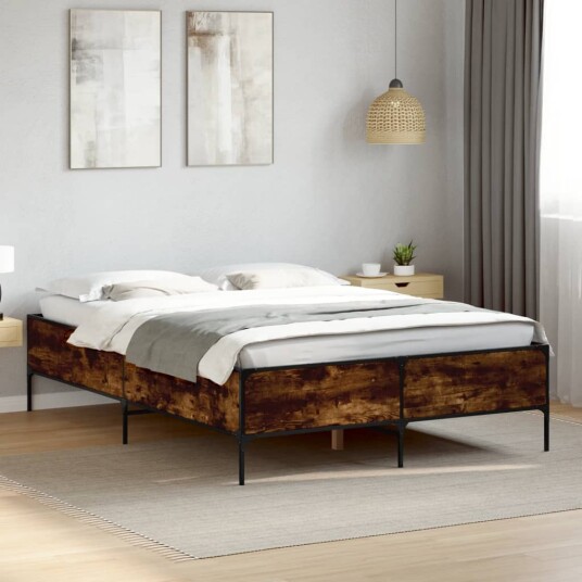  Sengeramme røkt eik 150x200 cm konstruert tre og metall 8721102609848