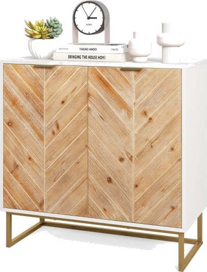 Skjenk med 2 dører kjøkkenskap med hylle buffetskap moderne med metallben hvit 80 x 40 x 80 cm Skjenk med 2 dører kjøkkenskap med hylle buffetskap moderne med metallben hvit 80 x 40 x 80 cm
