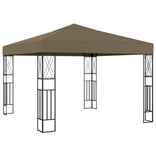  Paviljong med LED lysslynge 3x3 m gråbrun stoff