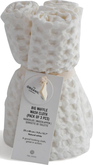 The Organic Company Big Waffle Wash Cloth (Pack Of 3 Pcs) - White - ONE SIZE x 25 The Organic Company Big Waffle Wash Cloth (Pack Of 3 Pcs) - White - ONE SIZE x 25