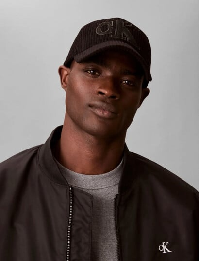 Calvin Klein Felt Monogram Patch Cap   Black   ONE SIZE