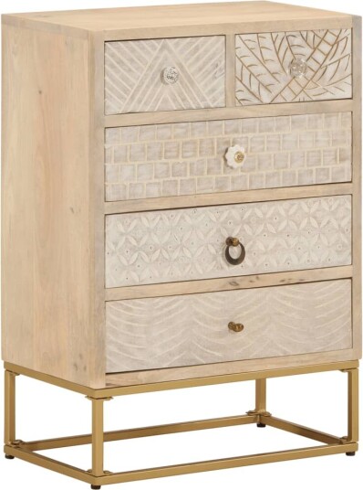 Kommode 55x30x76 cm heltre mango og jern