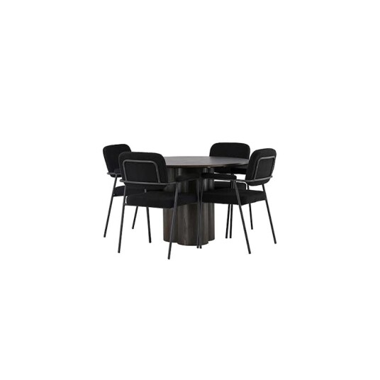 Spisegruppe Venture Home Olivia Ø110 cm med 4 stk Yesterday Stoler