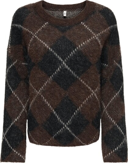 ONLY Onlnoeme Ls Pattern O Neck Knt   COFFEE BEAN   XL