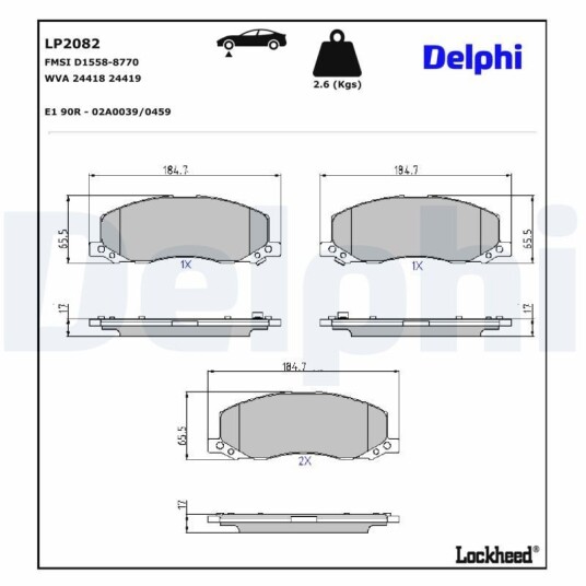Bremseklosser DELPHI LP2082
