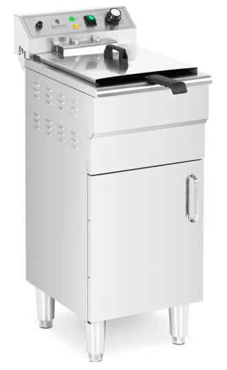 Royal Catering Frityrkoker  13 L  5.000 W  tappeventil  kald sone  med kabinett 10012012