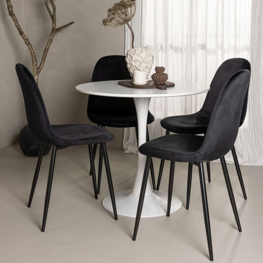 Venture Home Spisegruppe Venture Home Hamden Ø80 cm med 4 Polar Fløyel Stoler GR23439
