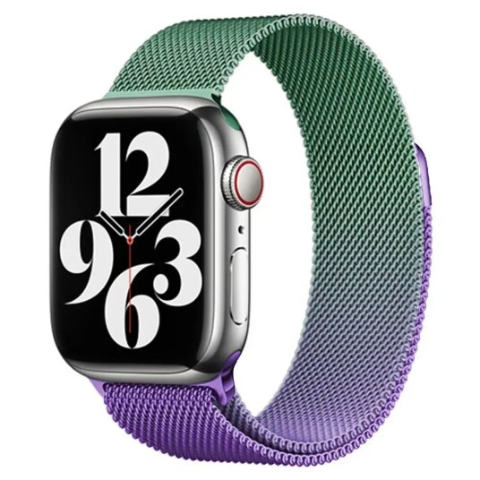 INCOVER Apple Watch (38/40/SE/41mm) Gradient Magnetic Stainless Steel Strap - Lilla / Grønn INCOVER Apple Watch (38/40/SE/41mm) Gradient Magnetic Stainless Steel Strap - Lilla / Grønn