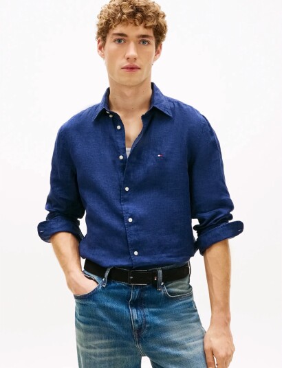 Tommy Hilfiger Pigment Dyed Li Solid Rf Shirt Navy XXL Tommy Hilfiger Pigment Dyed Li Solid Rf Shirt Navy XXL