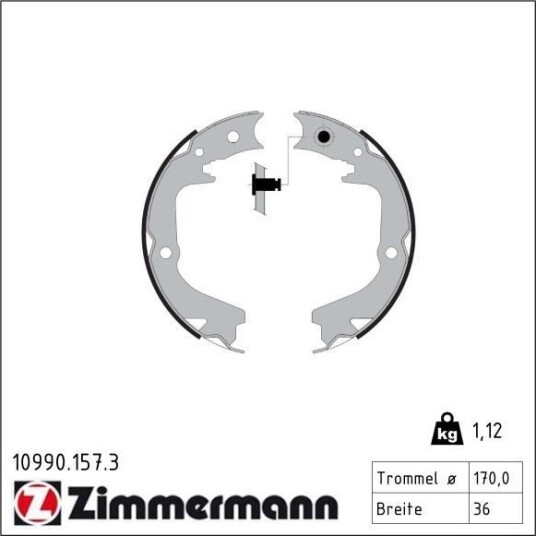 ZIMMERMANN 10990.157.3 Bremseskosett, håndbrems
