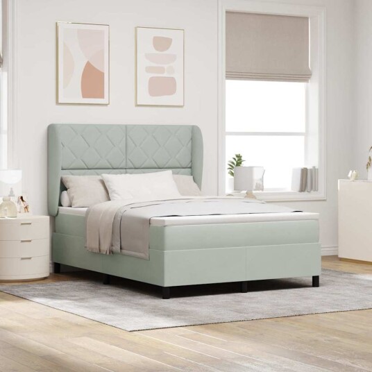  Box Spring Seng med Madrass Lysegrå 140x200 cm Fløyel