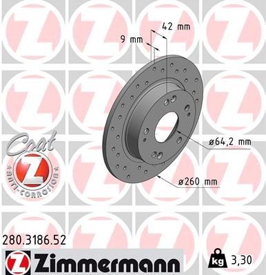 Bremseskive ZIMMERMANN 280.3186.52