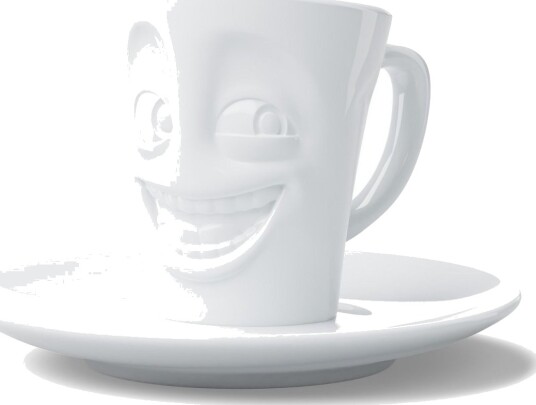 58Products Tassen Espresso kopp med sk??l ??? Morsomt ansikt