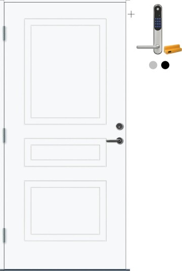 Ytterdør Bygg1 Arna Thermoisolert med Yale Entrus BxH 100x200 Venstre, NCS S-0502-Y, Hvit, Yale Sølv