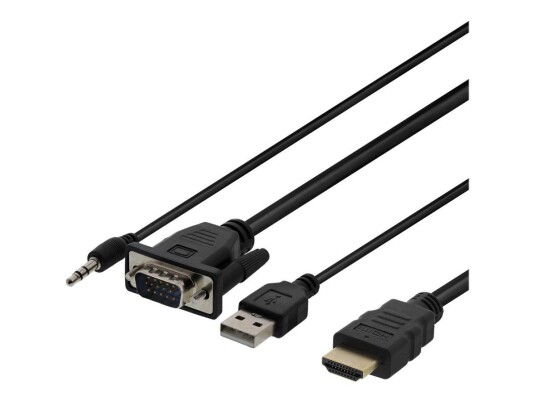 Deltaco HDMI/VGA/USB Lydkabel 1m - Full HD Støtte
