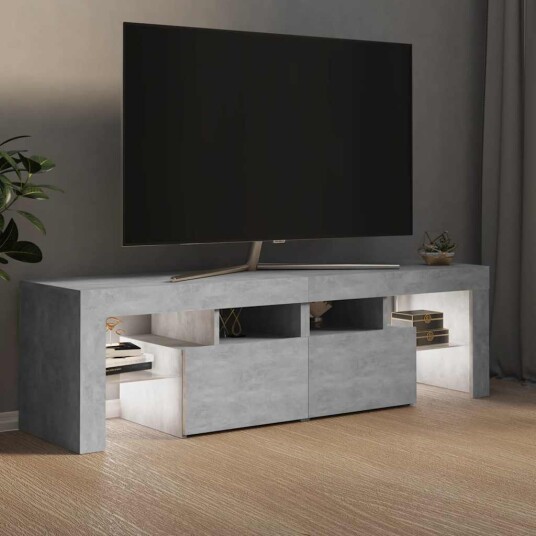 vidaXL TV-benk med LED-lys betonggrå 140x36,5x40 cm vidaXL TV-benk med LED-lys betonggrå 140x36,5x40 cm