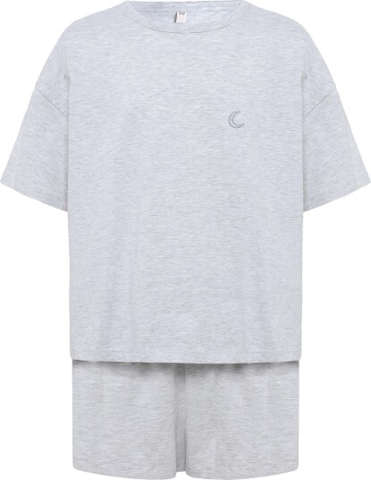 Hunkemöller Pj Ss Short Co Emb Moon Grey XS