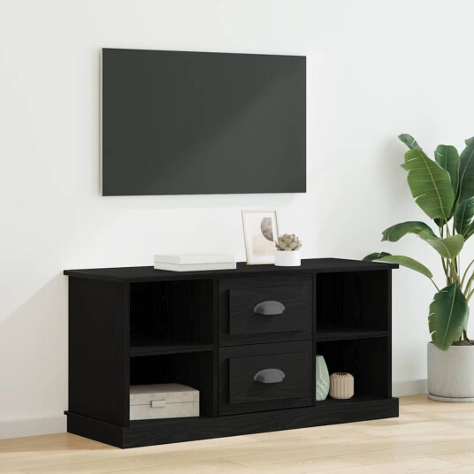 TV skap med skuff Svart Eik 99,5 x 35,5 x 48 cm Konstruert tre