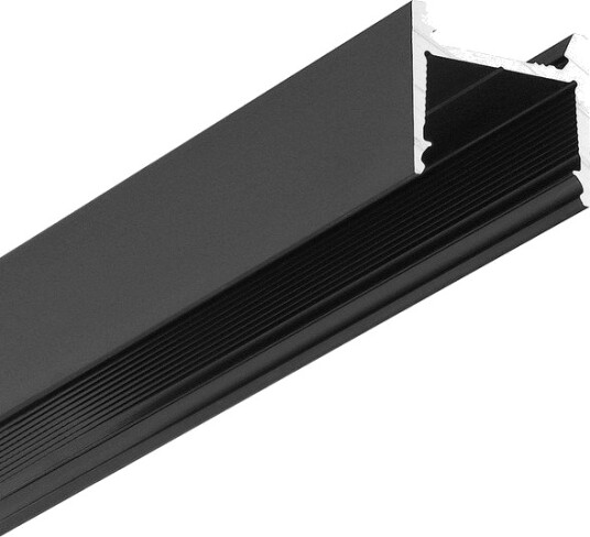 Topmet 2m aluprofil HOOD14 F/U1   Sort anodisert påbygging LED skinne