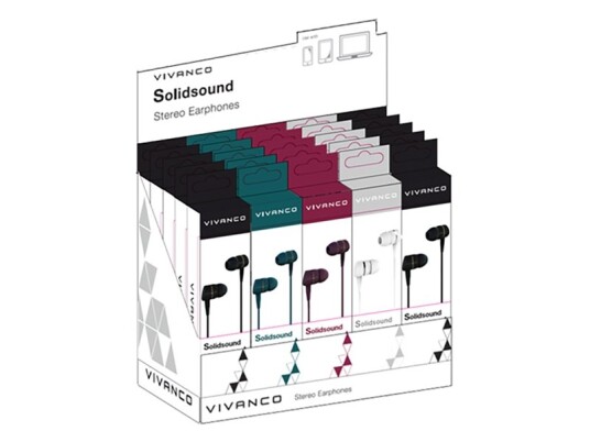 Vivanco Solidsound, Hodetelefoner, In-Ear, Calls/Music, Sort, Grønn, Lilla, Hvit, 1,2 M, Koblet Med Ledninger (Ikke Trådløs)
