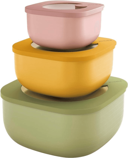 GUZZINI Eco Matoppbevaring i Bioplast 3 bokser: 0,4 0,9 1,9 l GUZZINI Eco Matoppbevaring i Bioplast 3 bokser: 0,4 0,9 1,9 l