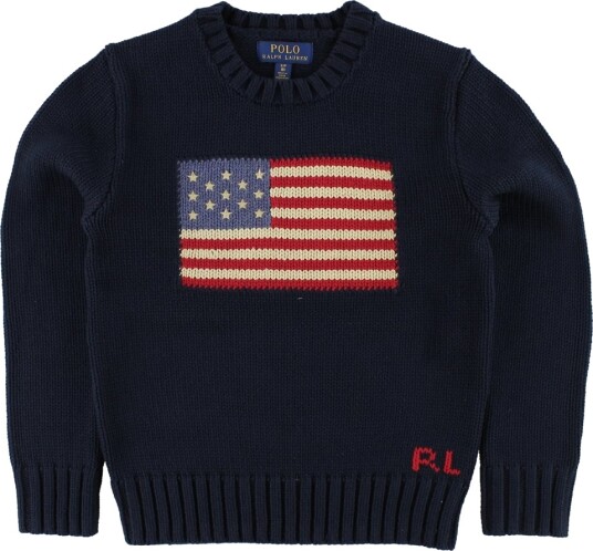 Polo Ralph Lauren Boy Long Sleeved Flag Sweater Hunter Navy 10-12 år