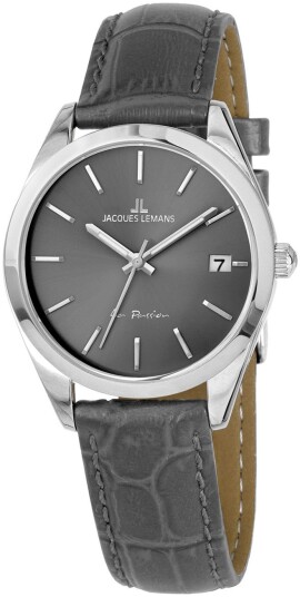 Jacques Lemans Dameklokke 1 2084A La Passion Grå/Lær Ø30 mm