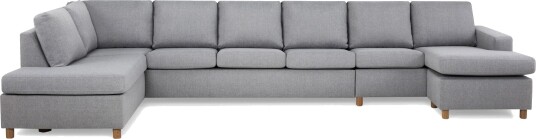 Crazy 6 seters Venstrevendt U formet XX Large Sofa med Divan og Sjeselong i Stoff Grå
