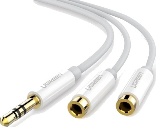 Ugreen 10739 3.5Mm Hankjønn 2 X 3.5Mm Hunkjønn 0,25 M Hvit
