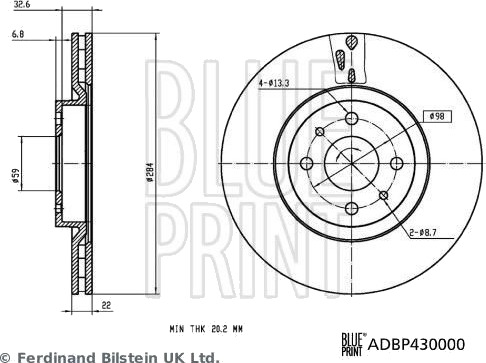BLUE PRINT ADBP430000 Bremseskive