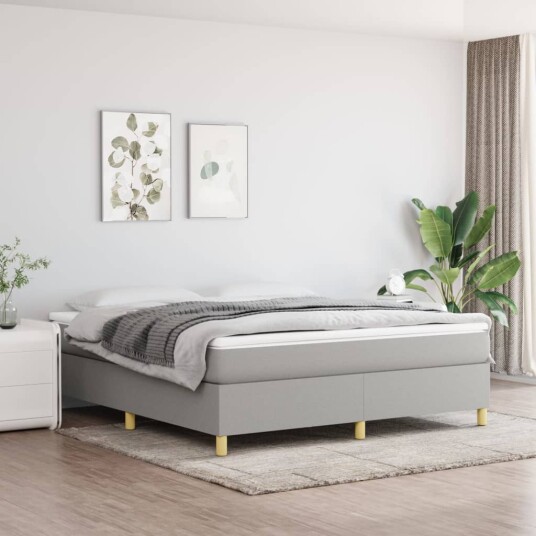 vidaXL Boxspring-sengeramme lysegrå 180x200 cm Super King stoff