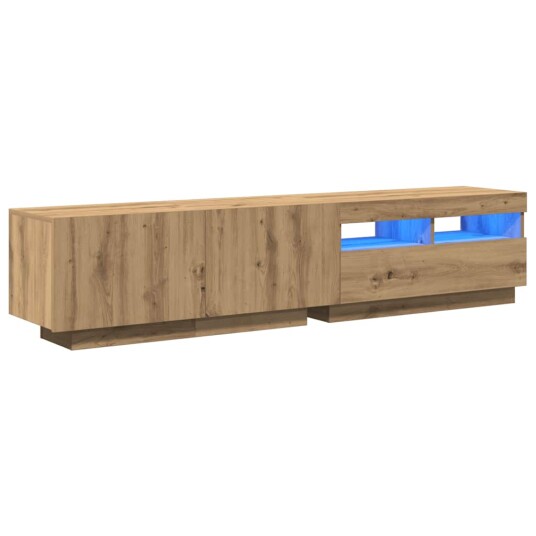  TV-benk med LED-lys artisan eik 180x35x40 cm konstruert tre 8721158760586