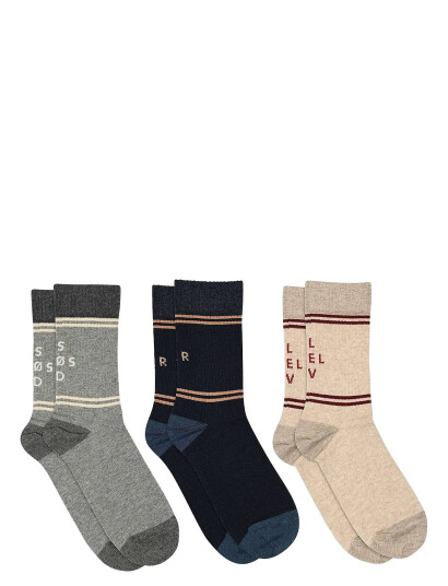 mp Denmark Gunnvar Socks - 3-Pack - Grey - 37/39