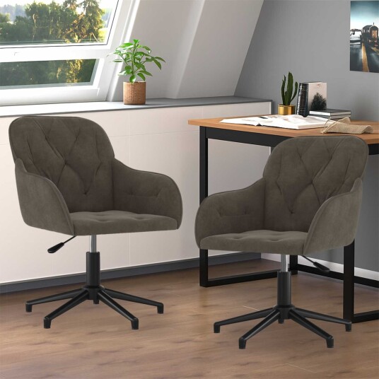 vidaXL Spisestuestol 2 stk. Fløyel 55 x 59,5 x 77 cm Mørkegrå