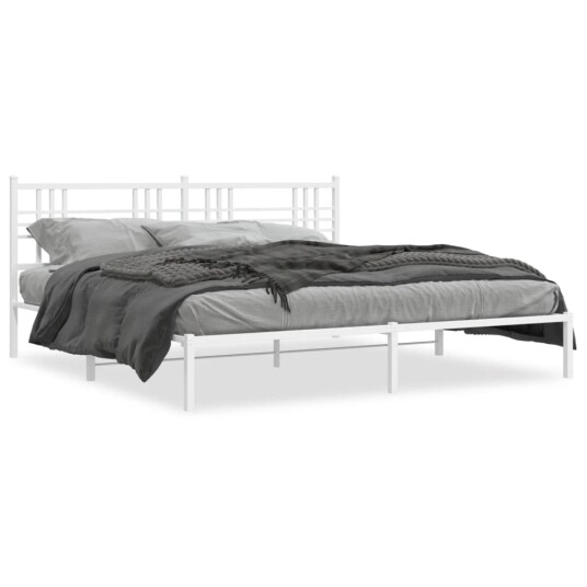 Sengeramme i metall med sengegavl hvit 200x200 cm 8721012373440