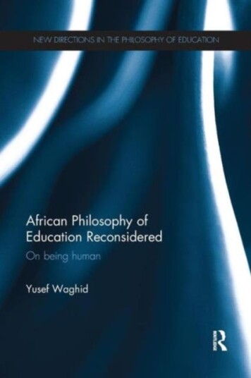 African Philosophy Of Education Reconsidered Av Yusef (Stellenbosch University South Africa) Waghid