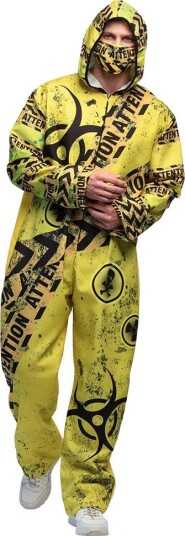 Gult Radioaktivt Biohazard Kostyme med Maske til Mann XL/XXL